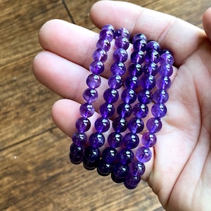 Amethyst 8mm Bracelet - Natural, Ethical & Fair Trade Sourced Gemstone Jewelry. Crystal Healing.