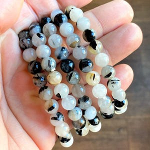 Black Tourmaline in Quartz 8mm Bracelet - Natural, Ethical & Fair Trade Sourced Gemstone Jewelry. Crystal Healing.