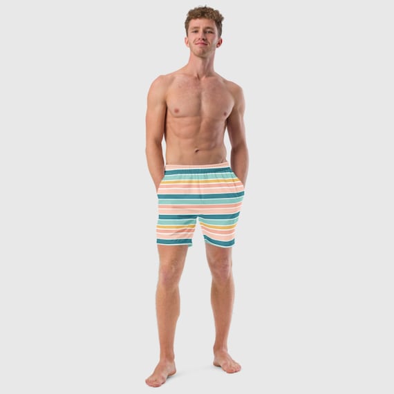 Striped Swim Trunks For Men