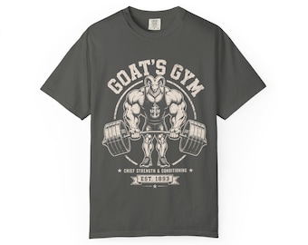 Goat's Gym Weightlifting T-Shirt - Retro Strength Training Tee