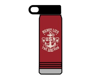 Heavy Lies The Anchor Goat's Gym 20oz Steel Water Bottle - Navy CPO Fitness Flask