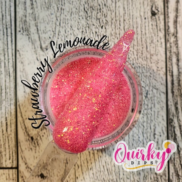 Strawberry Lemonade Dip Powder - Pink Fine Glitter Dip Powder, Acrylic Dip Powder, Nail Dip Powder, Spring Dip Powder, DIY Nail Dip Powder