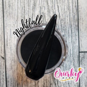 Nightfall Dip Powder - Black Dip Powder, Halloween Dip Powder, Quirky Dips, DIY Nail Dip, Dip Powder, DIY Nail Dip Powder, Black Solid Dip