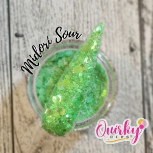 Midori Sour Dip Powder - Green Chunky Glitter Dip Powder, Acrylic Dip Powder, Nail Dip Powder, Spring Dip Powder, DIY Nail Dip Powder