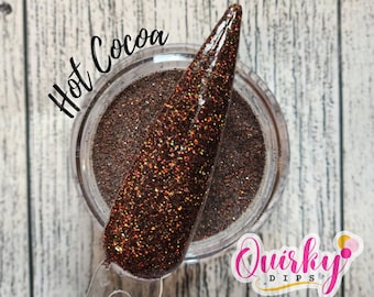 Varm chokladdipppulver - Brunt fint glitterdipppulver, akryldipppulver, nageldipppulver, höstdipppulver, gör-det-själv-nageldipppulver