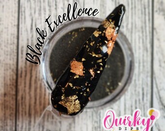 Black Excellence Dip Powder - Black Foil Dip Powder, Black Dip Powder, Glitter Dip Powder, Acrylic Dip Powder, Quirky Dips, DIY Nail Dip