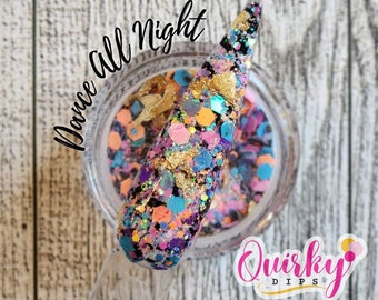 Dance All Night - Chunky Glitter Dip Powder, Foil Dip Powder, Acrylic Dip Powder, Nail Dip Powder, Spring Dip Powder, DIY Nail Dip Powder