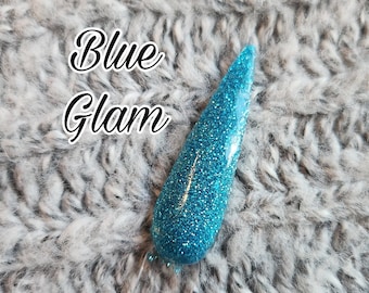 Blue Glam Dip Powder - Glitter Dip Powder, Blue Glitter Nail Dip, Blue Dip Powder, Acrylic Dip Powder, DIY Nail Dip Powder