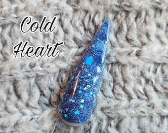 Cold Heart Dip Powder - Glitter Dip Powder, Blue Glitter Nail Dip, Blue Dip Powder, Acrylic Dip Powder, DIY Nail Dip Powder