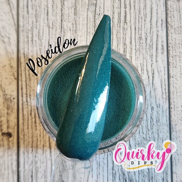 Poseidon Dip Powder - Teal Shimmer Dip Powder, Acrylic Dip Powder, Nail Dip Powder, Spring Dip Powder, DIY Nail Dip Powder