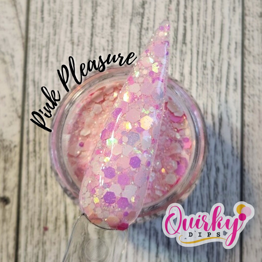 Pink Pleasure Dip Powder Acrylic Dip Powder, Pink Glitter Dip Powder