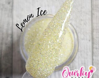Lemon Ice - Pastel Yellow Fine Holographic Iridescent Glitter Dip Powder, Nail Dip Powder, Spring Dip Powder, DIY Nail Dip Powder