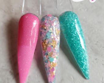Kirsten&#39;s Trio- Sugar Fix Glitter Dip Powder, Nail Dip Powder, Sweet Tooth Dip Powder, DIY Nail Dip, Quirky Dips, Confection Perfection