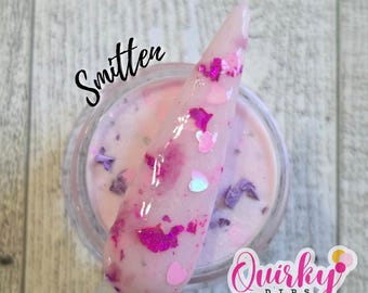 Smitten Dip Powder - Dip Powder, Pink and Purple Foil Glitter Dip Powder, Valentine's Day Dip Powder, Quirky Dips, DIY Nails, Heart Glitter