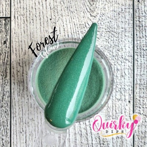 Forest Dip Powder - Green Glow Dip Powder, Acrylic Dip Powder, Nail Dip Powder, Fall Dip Powder, DIY Nail Dip Powder