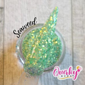 Seaweed Dip Powder - Soft Green Fine Glitter Dip Powder, Acrylic Dip Powder, Nail Dip Powder, Spring Dip Powder, Light Green Nail Dip Powder
