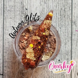 Autumn Glitz Dip Powder - Brown Foil Glitter Dip Powder, Acrylic Dip Powder, Nail Dip Powder, Fall Dip Powder, DIY Dip Powder, Autumn Nails