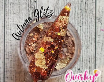 Autumn Glitz Dip Powder - Brown Foil Glitter Dip Powder, Acrylic Dip Powder, Nail Dip Powder, Fall Dip Powder, DIY Dip Powder, Autumn Nails