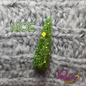M.O.E Dip Powder - Green Glitter Dip, Acrylic Dip Powder, Nail Dip Powder, Glitter Dip, Nail Dip