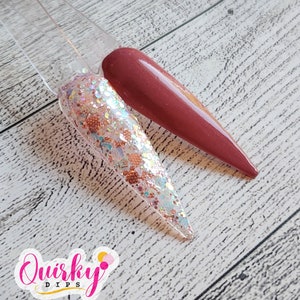 October Duo Dip Powder - Fairy Dust Dip Powder, Fairy Dip Powder, Glitter Dip Powder, Acrylic Dip Powder, Quirky Dips, Maroon Dip Powder