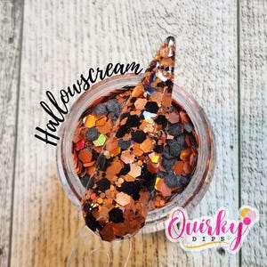 Hallowscream Dip Powder - Halloween Dip Powder, Glitter Dip Powder, Orange and Black Glitter Dip, Acrylic Dip Powder, DIY Nail Dip