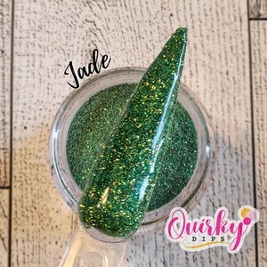 Jade Dip Powder - Green Fine Glitter Dip Powder, Acrylic Dip Powder, Nail Dip Powder, Black Owned Dip Powder, DIY Nail Dip Powder