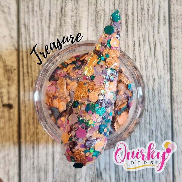 Treasure - Chunky Glitter Dip Powder, Foil Dip Powder, Acrylic Dip Powder, Nail Dip Powder, Spring Dip Powder, DIY Nail Dip Powder