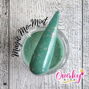 Magic Mo-Mint Dip Powder - Green Flake Glow Dip Powder, Acrylic Dip Powder, Nail Dip Powder, Spring Dip Powder, DIY Nail Dip Powder