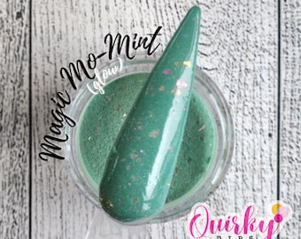 Magic Mo-Mint Dip Powder - Polvere Green Flake Glow Dip, Polvere acrilica, Polvere per unghie, Polvere per immersione primaverile, Polvere per immersione per unghie fai da te