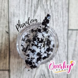Phantom Dip Powder - Halloween Dip Powder, Black and White Glitter Dip, Black and White Dip Powder, Matte Glitter Dip, DIY Nail Dip