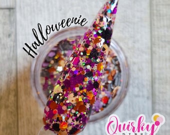 Polvo para Halloween - Polvo para Halloween, Polvo para Halloween con purpurina gruesa, Polvo para Halloween naranja, negro, morado y verde, Polvo para Halloween acrílico
