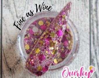 Fine as Wine Dip Powder - Magenta Glitter Dip Powder, Acrylic Dip Powder, Nail Dip Powder, DIY Nail Dip Powder, Nail Dip