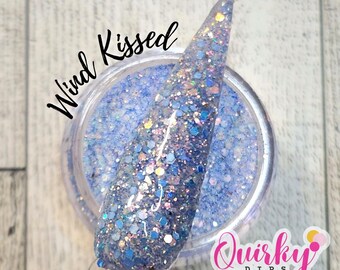 Wind Kissed Dip Powder - Glitter Dip Powder, Blue Glitter Nail Dip, Blue Dip Powder, Acrylic Dip Powder, DIY Nail Dip Powder