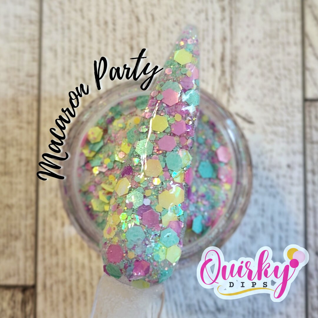 Macaron Party Pastel Chunky Glitter Dip Powder, Acrylic Dip Powder
