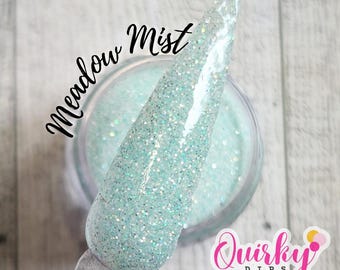 Polvo para inmersión Meadow Mist - Polvo para inmersión con purpurina iridiscente holográfica fina color menta, polvo acrílico para inmersión, polvo para inmersión de primavera, polvo para inmersión de uñas DIY
