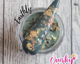 Earthly Dip Powder - Foil Dip Powder, Green Dip Powder, Acrylic Dip Powder, Nail Dip Powder, DIY Nail Dip Powder, Nail Dip, Fall Dip Powders