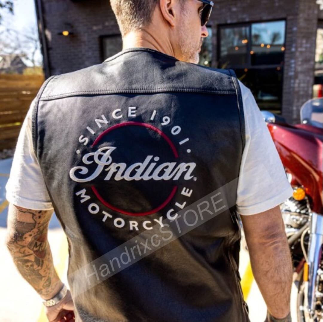 Indian Motorcycle Men's Western Leather Vest, Black Leather Riding Vest ...