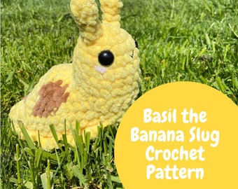 Basil the Banana Slug crochet pattern | beginner crochet pattern | PDF digital pattern