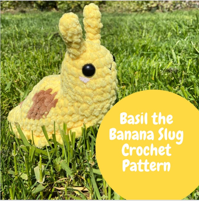 40 Banana Crochet Patterns: Play Food, Amigurumi, Pouches, and More 16 Basil the Banana Slug crochet pattern beginner