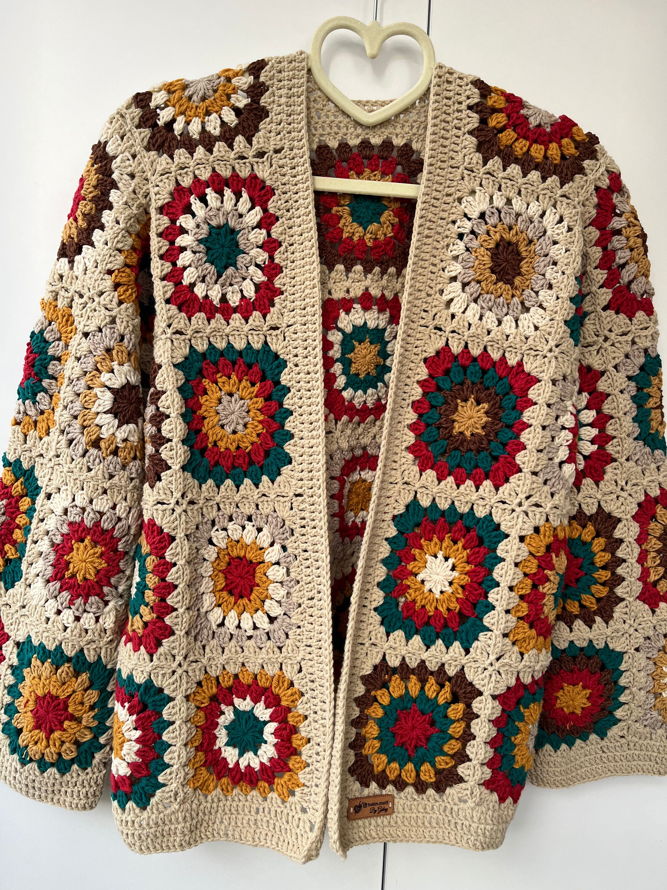 Granny Square Cardigan, Patchwork Cardigan, Crochet Afghan, Bohem