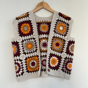 Granny Square vest, Patchwork vest, Crochet Afghan, Bohem, Multicolor Patchwork jacket, Knitted Patchwork Coat, Granny square boho top,