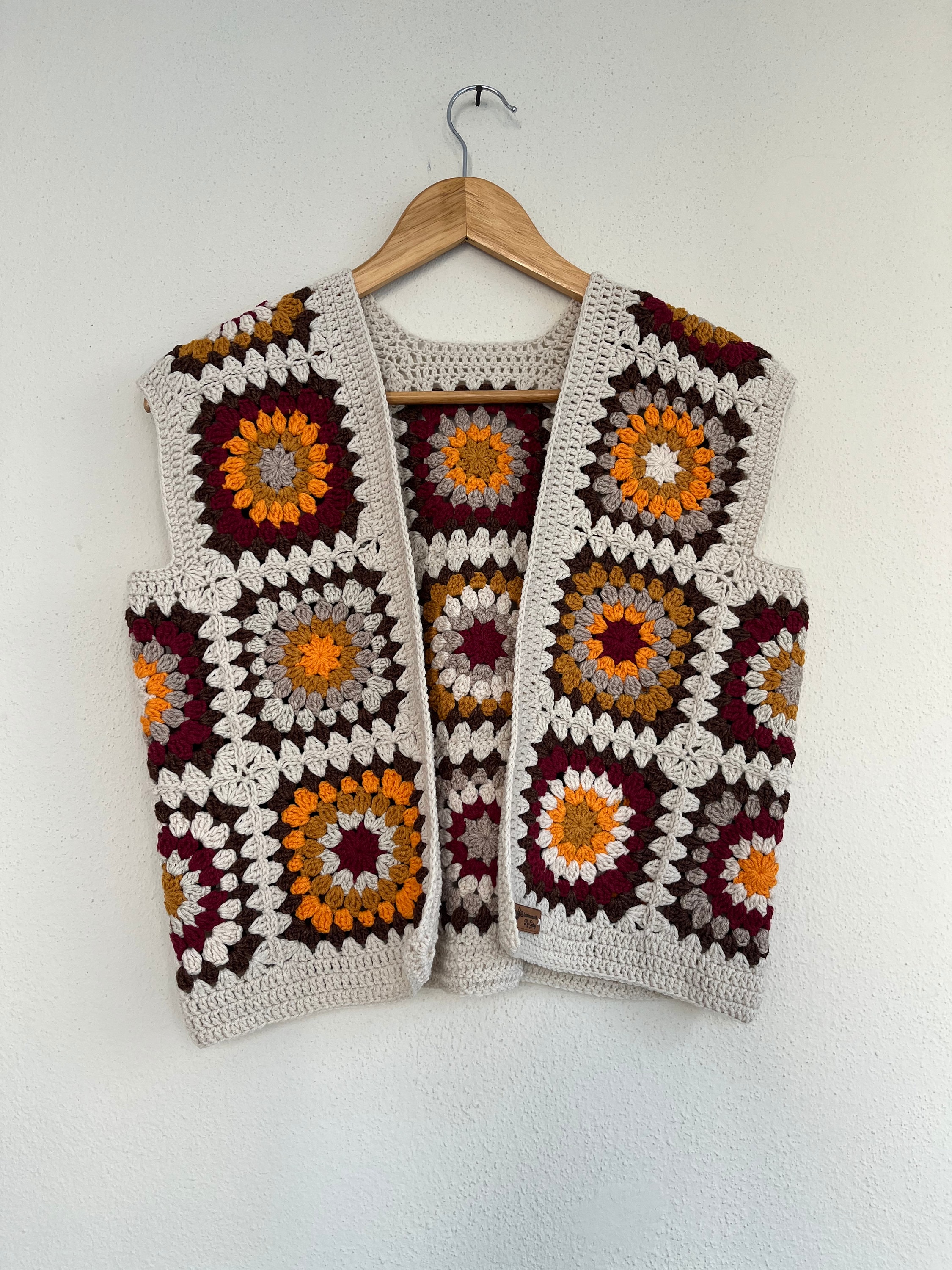 Granny Square vest, Patchwork vest, Crochet Afghan, Bohem, Multicolor Patchwork jacket, Knitted Patchwork Coat, Granny square boho top,
