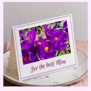 Biglietto per la festa della mamma per la migliore mamma - Biglietto pieghevole vuoto con motivo floreale per la mamma / Dimensioni 5"x7" / Saluto, biglietto fotografico con fiori per l'anniversario