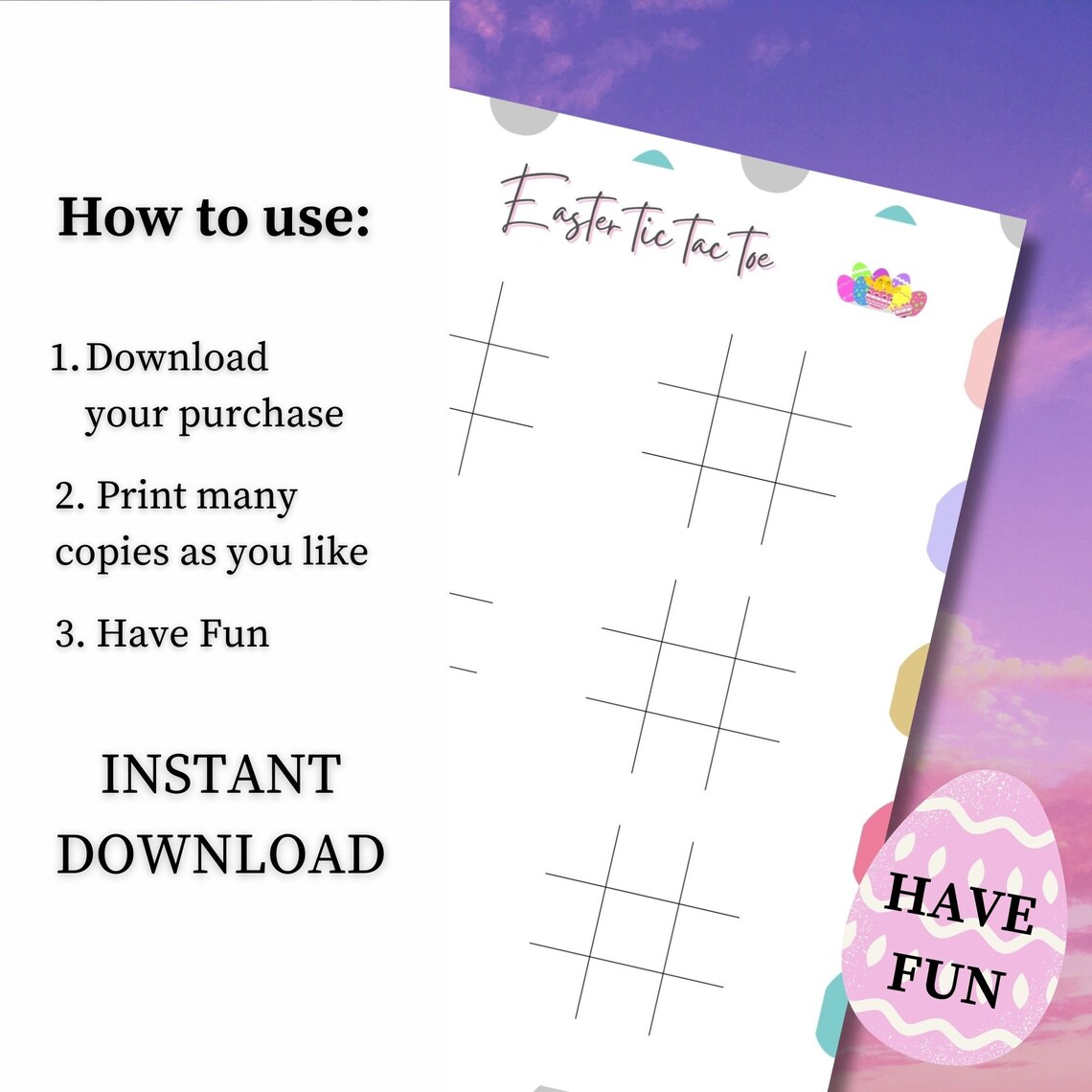 Printable Easter Tic Tac Toe Game, Kids Party Activity (PDF) - Etsy