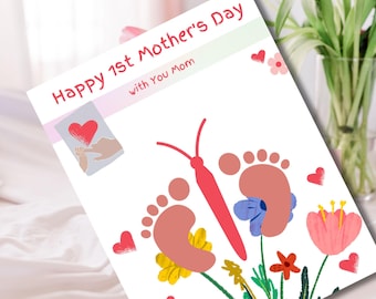 Butterfly Footprint Art Template: 1st Mother's Day Gift (PDF)