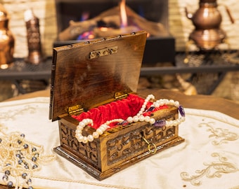 Caja de madera tallada a mano, caja de joyería de almacenamiento de recuerdos, recuerdo conmemorativo, caja de madera hecha a mano, caja vintage, caja de almacenamiento, decoración del hogar, caja de regalo