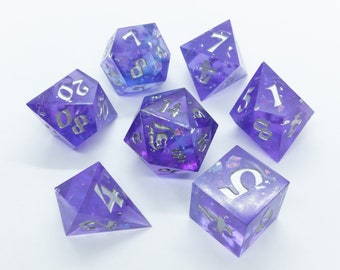 Hex - Ręcznie robiony zestaw kostek z ostrymi krawędziami do Dungeons and Dragons - świetny prezent dla fanów dnd DMs - kostki d20 RPG warlock