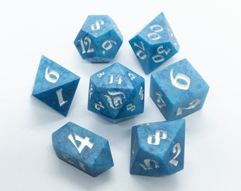 Felfarthen - Sharp edge dice set for Dungeons and Dragons Critical Role fans - great gift for DM dnd - d20 RPG frost dice