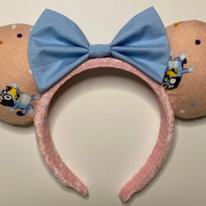 Soft Pink Bluey Cartoon Mouse Ears with Bow Option Headband