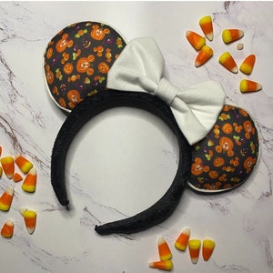Glow in the Dark Halloween Mouse Ears Headband with Bow
